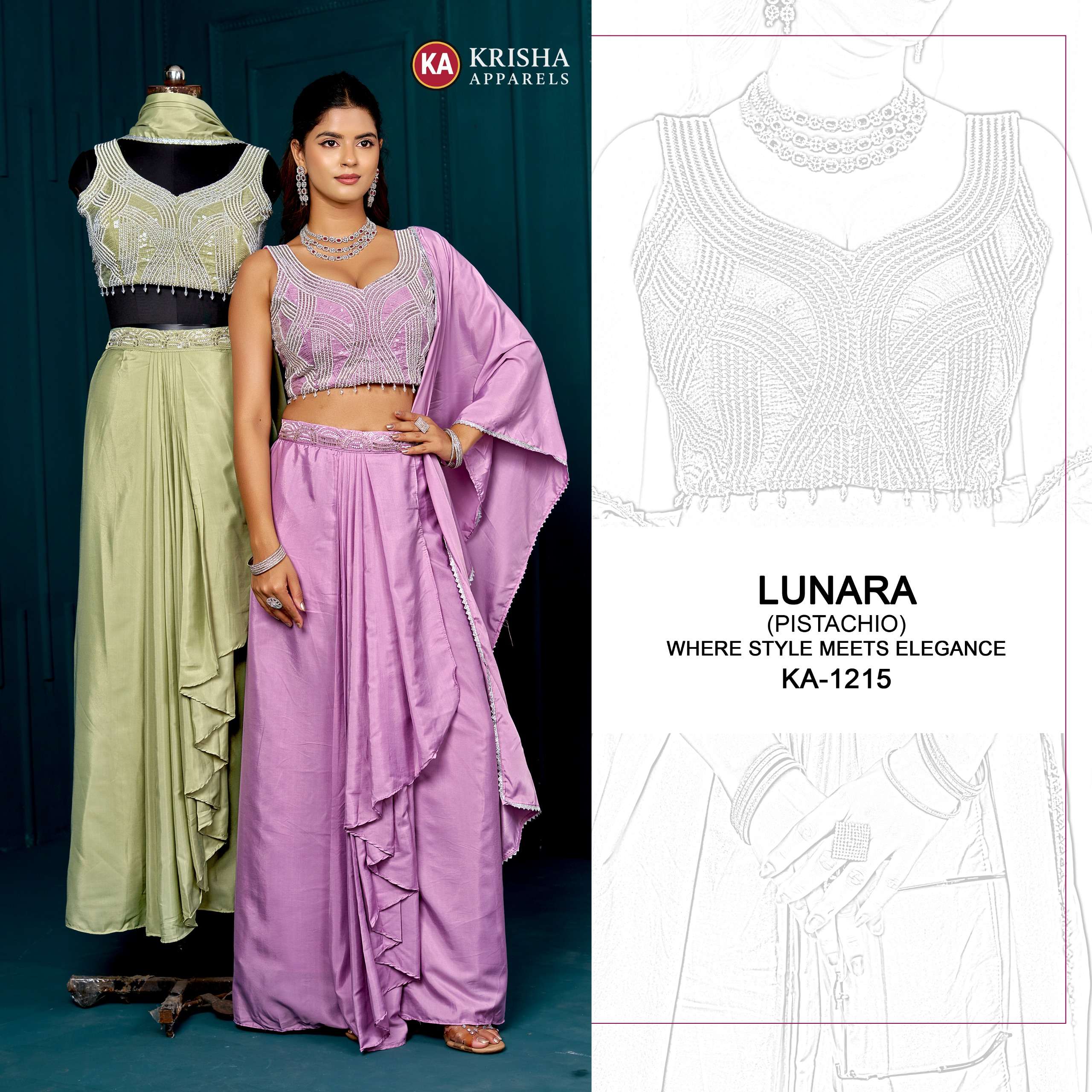 lunara-ka-1215-designer-indo-western-skirt set LUNARA KA 1215 DESIGNER INDO WESTERN READYMADE SKIRT SET BY KRISHA APPARELS